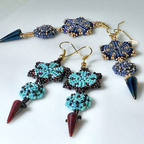 Beading tutorial Sea Star Earrings Peyote